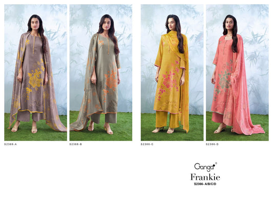 Frankie 2366 Ganga Bembarg Silk Plazzo Style Suits Wholesale Price