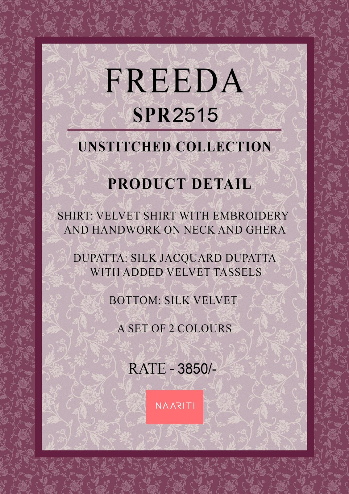 Freeda Naariti Velvet Suits Wholesaler