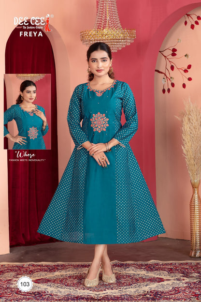 Freya Deecee Chanderi Anarkali Kurtis Wholesale Price