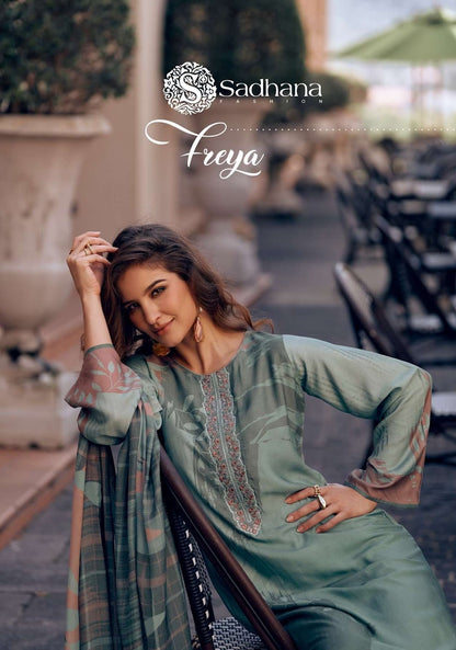 Freya Sadhana Muslin Silk Pant Style Suits Wholesale Price