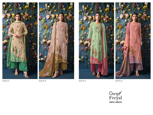 Freyal 3070 Ganga Bemberg Plazzo Style Suits Supplier Gujarat