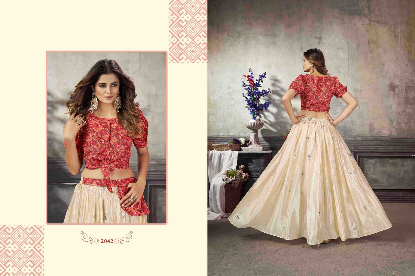 Frill N Flare Vol 5 Shubhkala Art Silk Crop Top Skirt