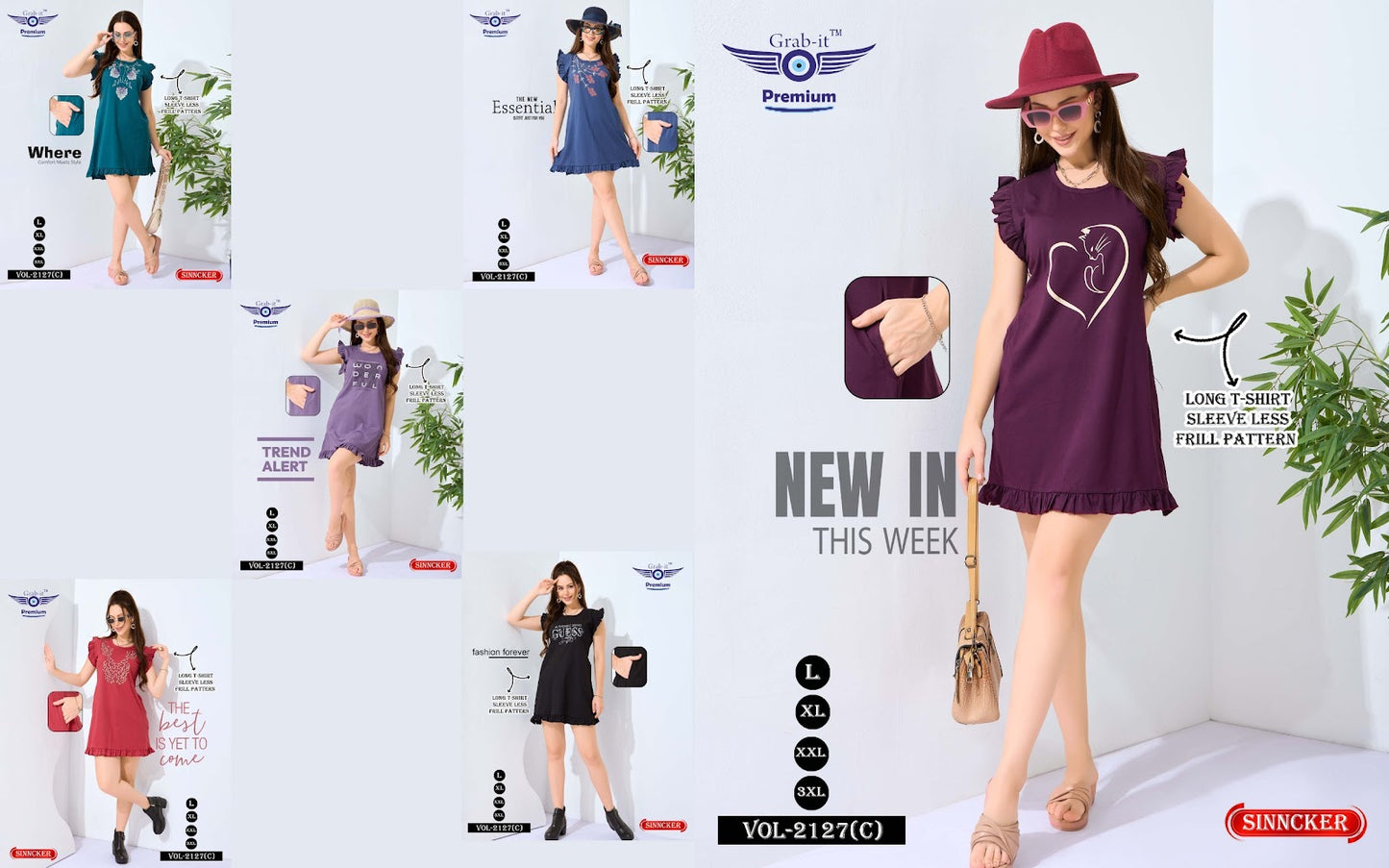 Frill Pattern Vol 2127 C Grab It Sincker Women Long Tshirt Wholesale Price