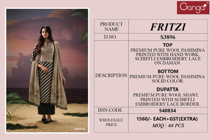 Fritzi 3896 Ganga Wool Pashmina Suits Wholesale Price