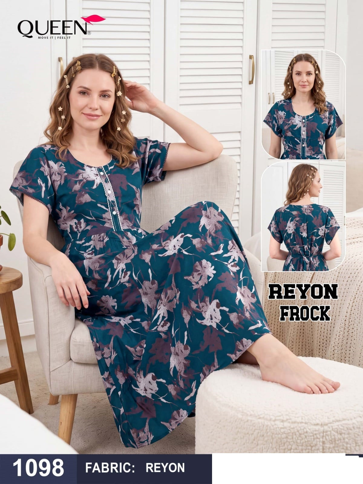 Frock Nighty 1510 Queen Reyon Night Gowns Manufacturer Gujarat