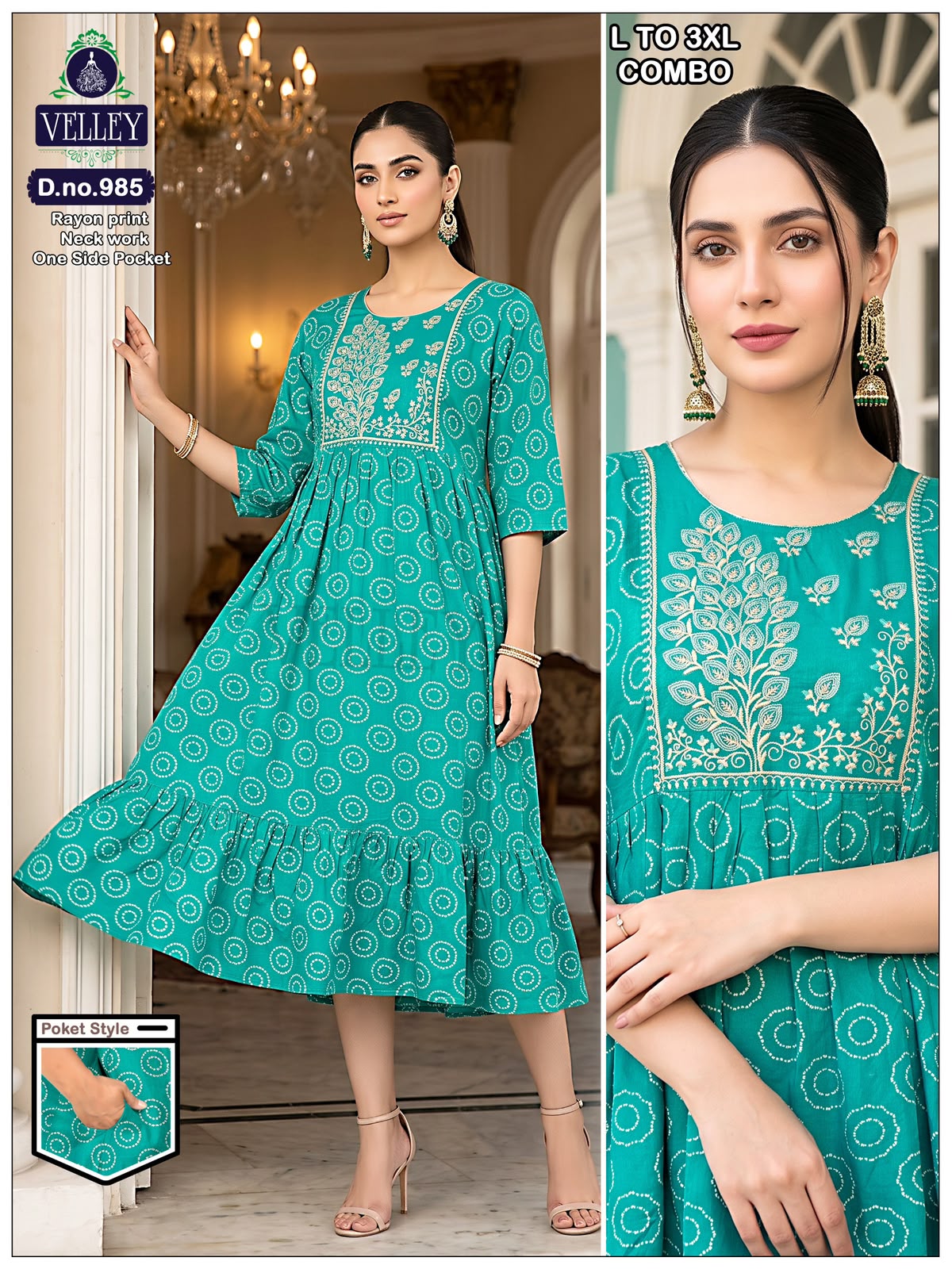 Frock Pattern 2409 Velley Heavy Rayon Anarkali Kurtis Wholesale Rate