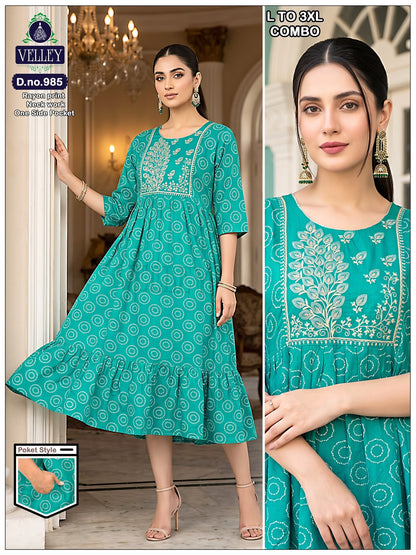 Frock Pattern 2409 Velley Heavy Rayon Anarkali Kurtis Wholesale Rate