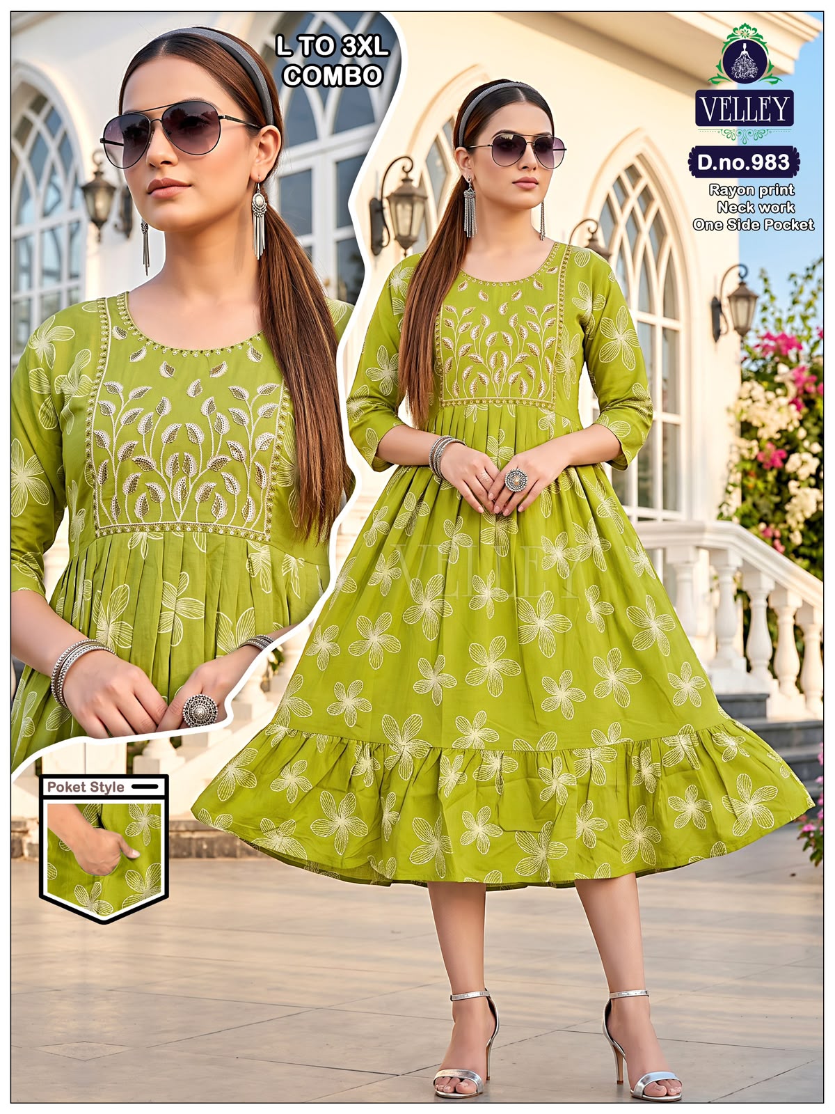 Frock Pattern 2409 Velley Heavy Rayon Anarkali Kurtis Wholesale Rate