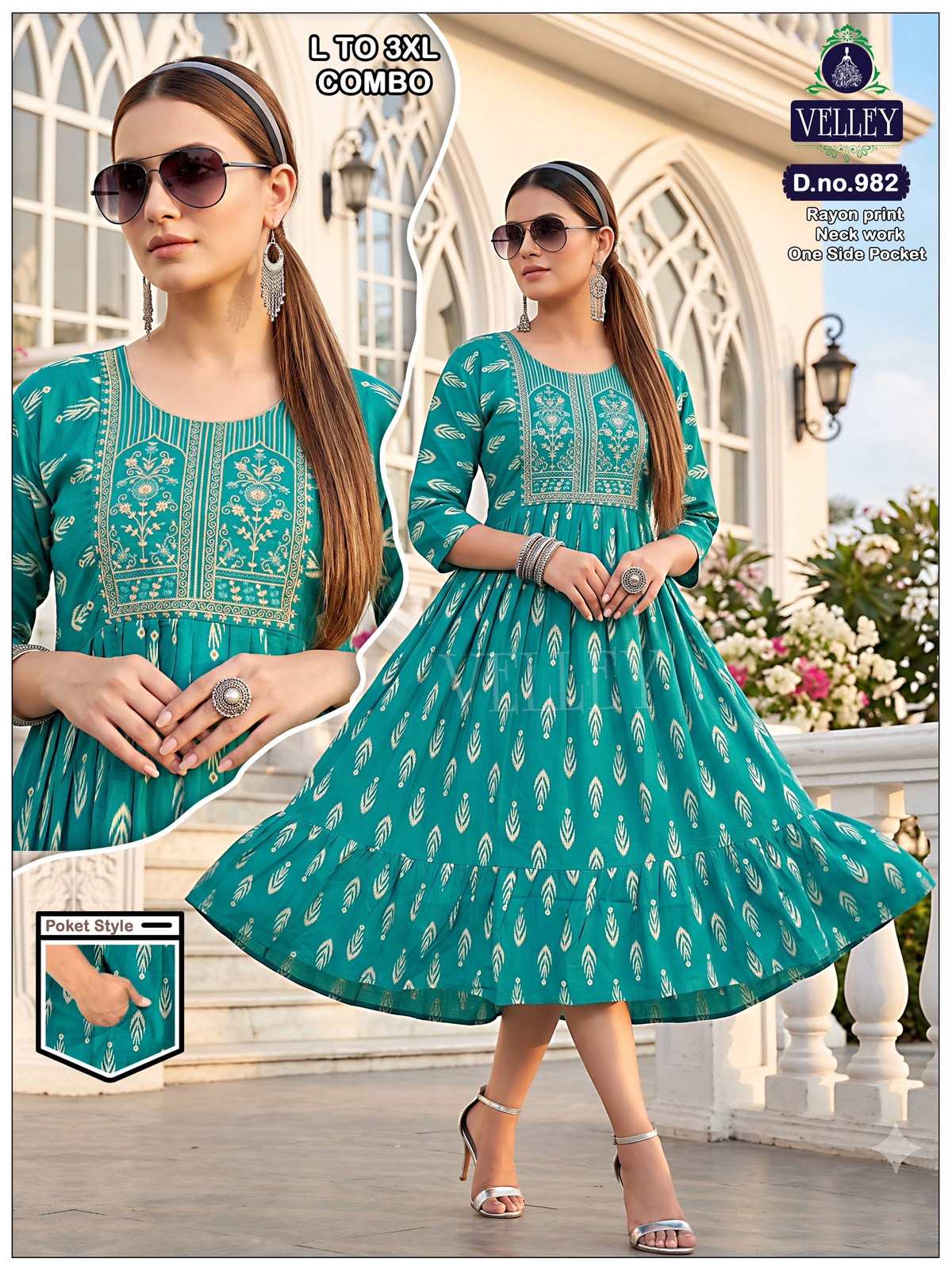 Frock Pattern 2409 Velley Heavy Rayon Anarkali Kurtis Wholesale Rate