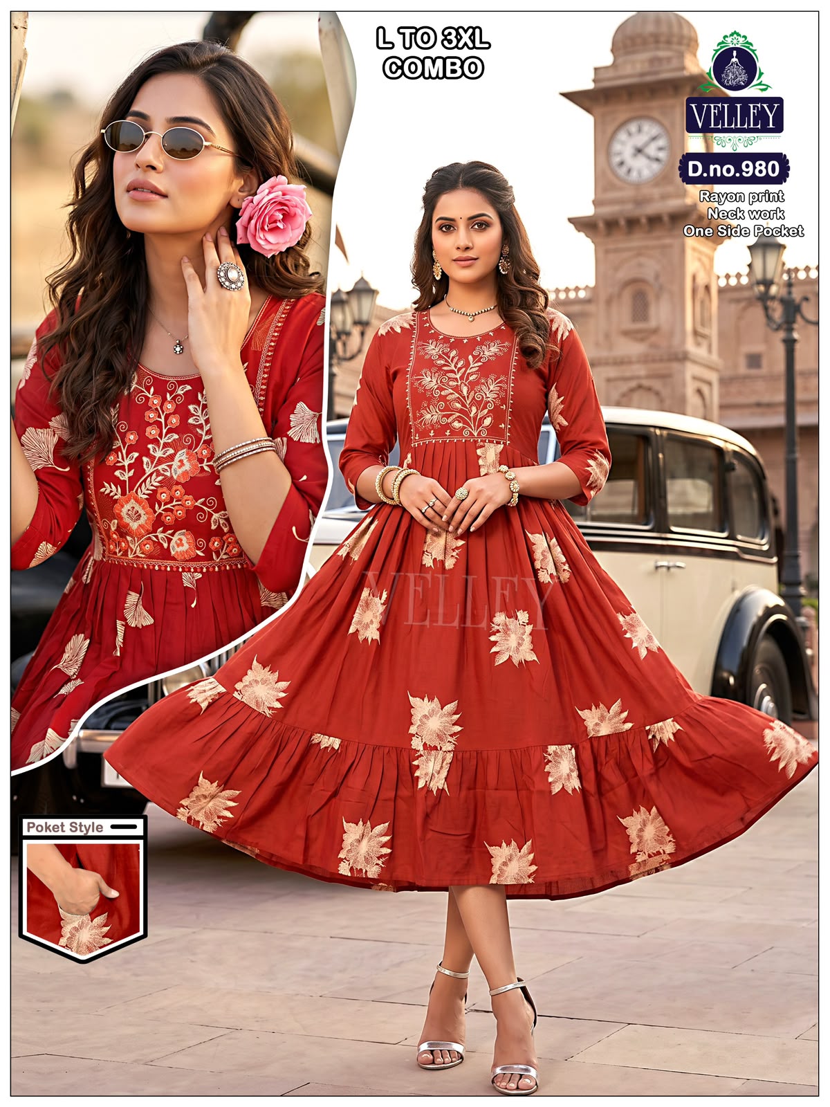Frock Pattern 2409 Velley Heavy Rayon Anarkali Kurtis Wholesale Rate