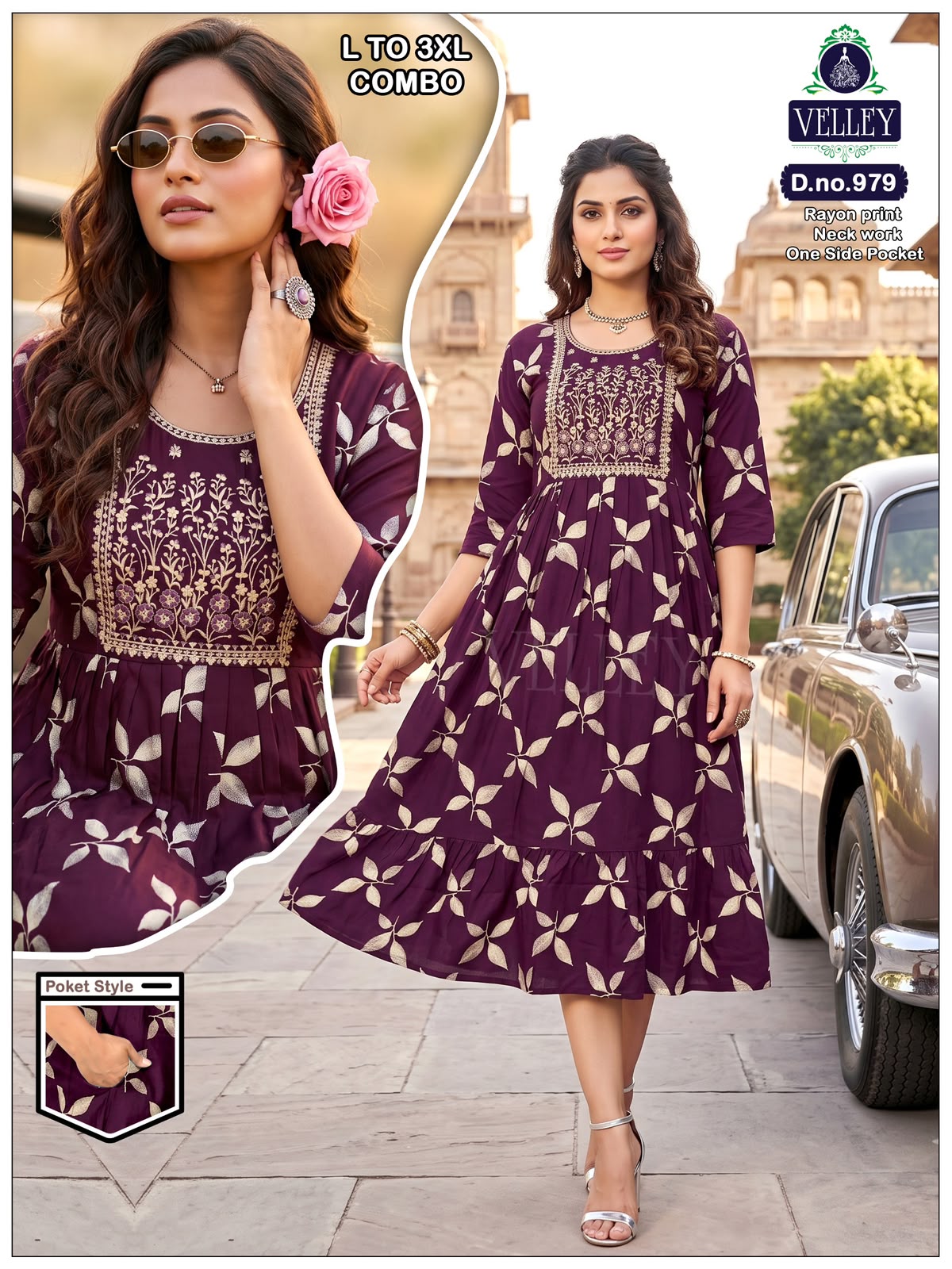 Frock Pattern 2409 Velley Heavy Rayon Anarkali Kurtis Wholesale Rate