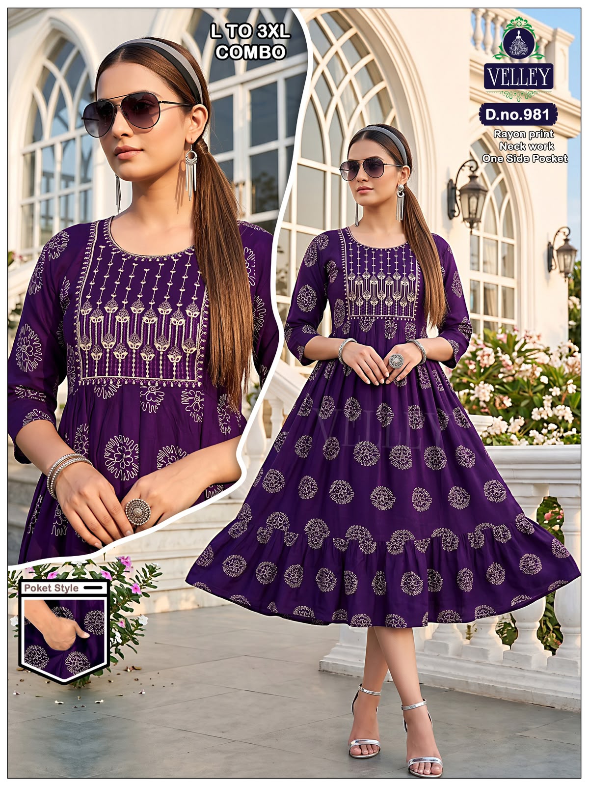 Frock Pattern 2409 Velley Heavy Rayon Anarkali Kurtis Wholesale Rate