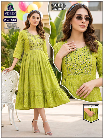 Frock Pattern 2409 Velley Heavy Rayon Anarkali Kurtis Wholesale Rate
