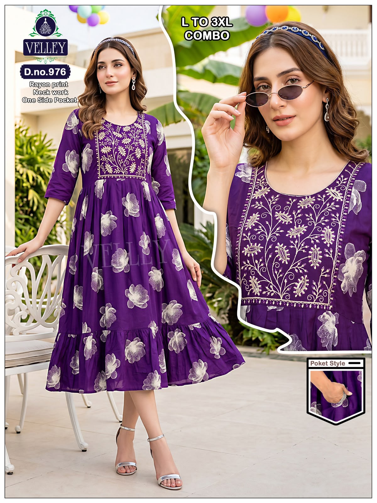 Frock Pattern 2409 Velley Heavy Rayon Anarkali Kurtis Wholesale Rate