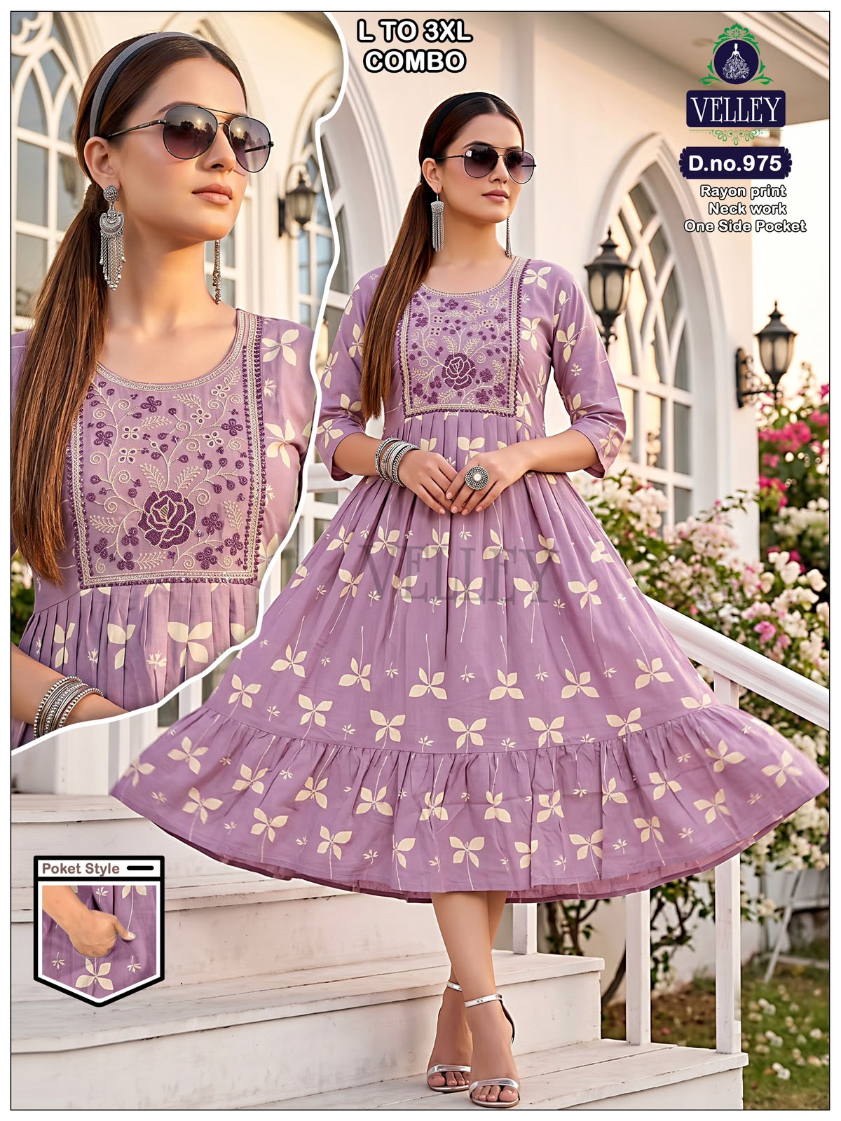 Frock Pattern 2409 Velley Heavy Rayon Anarkali Kurtis Wholesale Rate