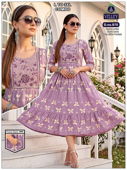 Frock Pattern 2409 Velley Heavy Rayon Anarkali Kurtis Wholesale Rate