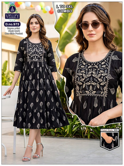 Frock Pattern 2409 Velley Heavy Rayon Anarkali Kurtis Wholesale Rate