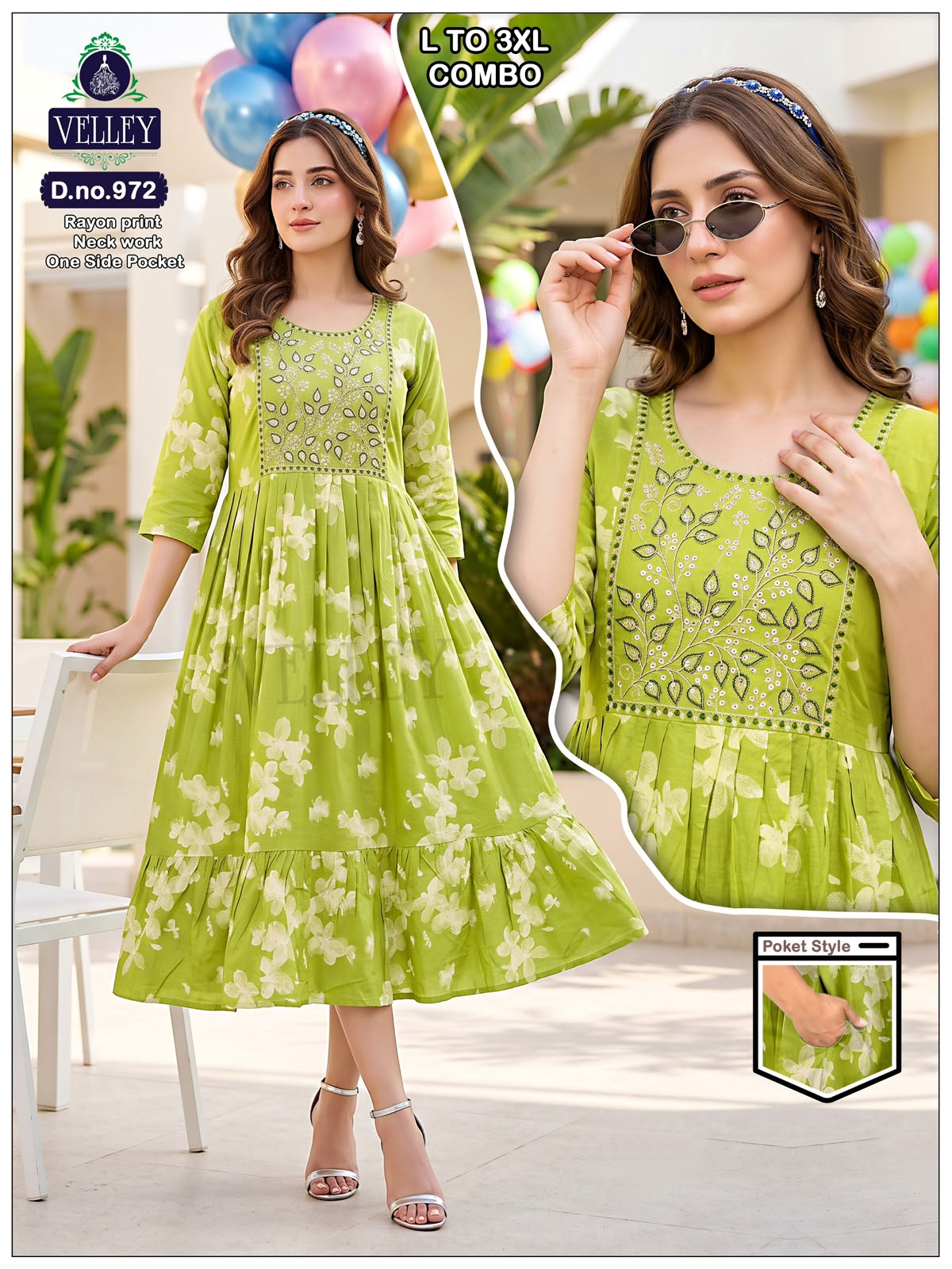 Frock Pattern 2409 Velley Heavy Rayon Anarkali Kurtis Wholesale Rate