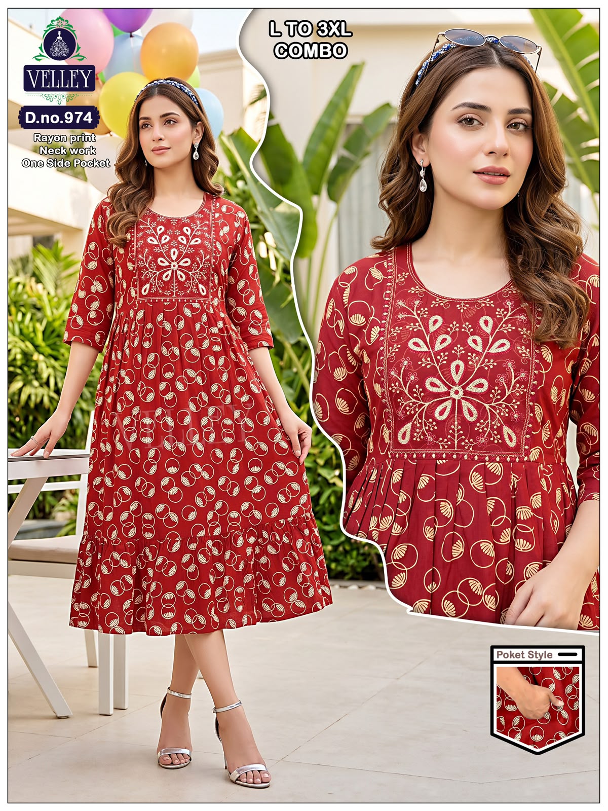 Frock Pattern 2409 Velley Heavy Rayon Anarkali Kurtis Wholesale Rate