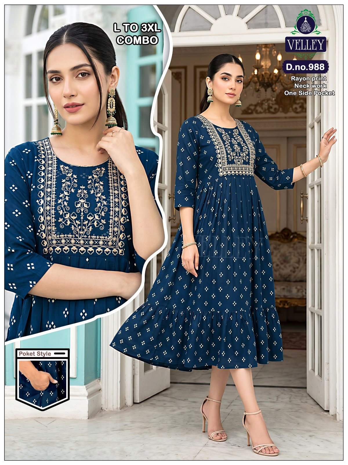 Frock Pattern 2409 Velley Heavy Rayon Anarkali Kurtis Wholesale Rate