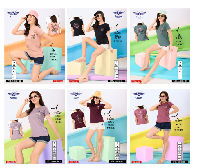 Front-Back Print 4020 B Grab It Tencil Women Tshirt Supplier