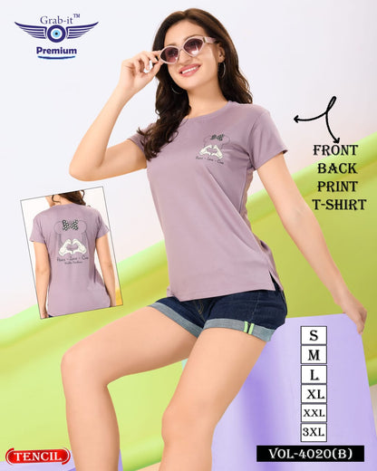 Front-Back Print 4020 B Grab It Tencil Women Tshirt Supplier