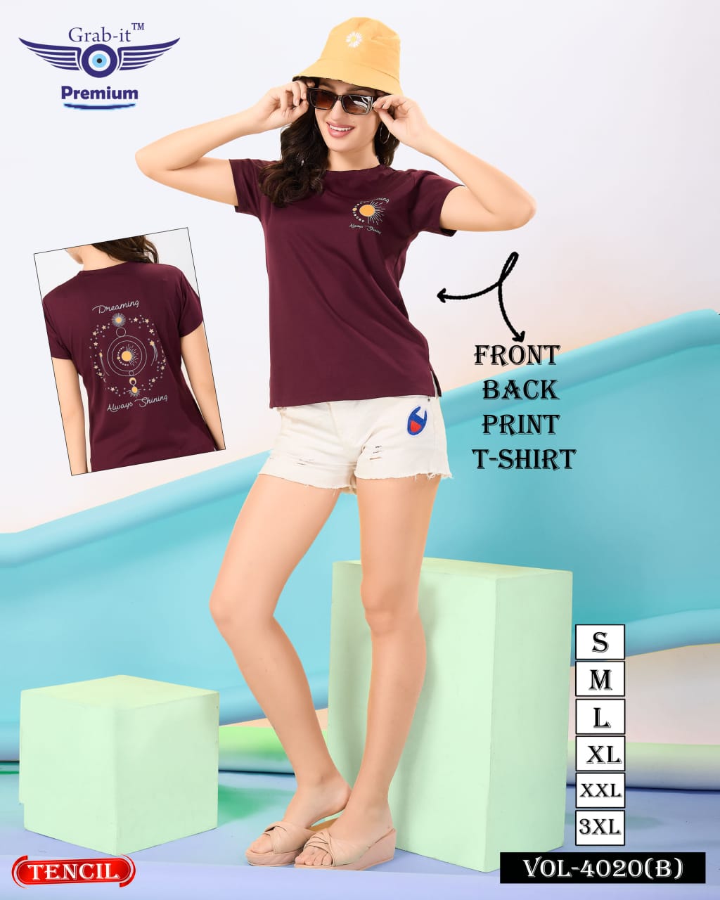 Front-Back Print 4020 B Grab It Tencil Women Tshirt Supplier