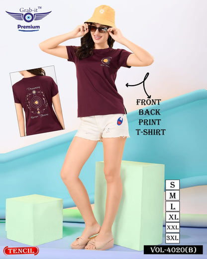 Front-Back Print 4020 B Grab It Tencil Women Tshirt Supplier