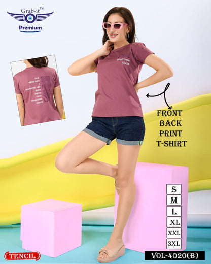 Front-Back Print 4020 B Grab It Tencil Women Tshirt Supplier