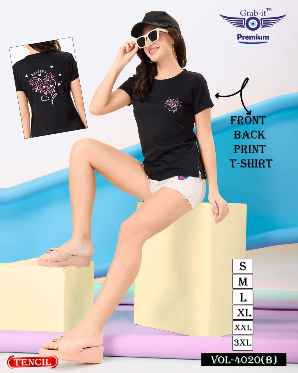 Front-Back Print 4020 B Grab It Tencil Women Tshirt Supplier