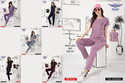 Front-Back Print 9002 B Grab It Tencil Pyjama Night Suits Exporter Ahmedabad