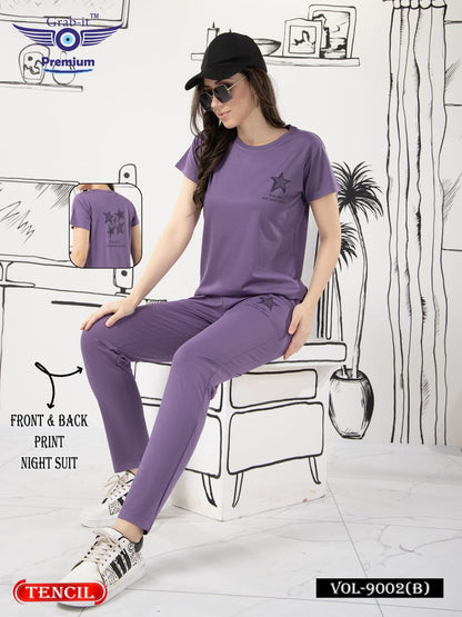 Front-Back Print 9002 B Grab It Tencil Pyjama Night Suits Exporter Ahmedabad