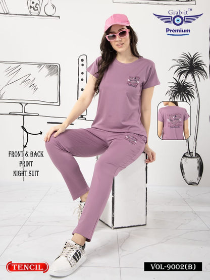 Front-Back Print 9002 B Grab It Tencil Pyjama Night Suits Exporter Ahmedabad