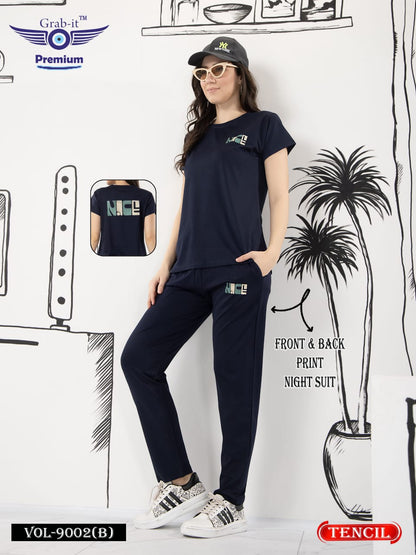 Front-Back Print 9002 B Grab It Tencil Pyjama Night Suits Exporter Ahmedabad