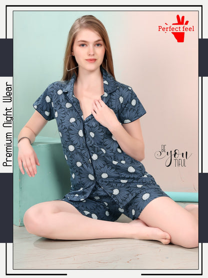 Front Open 0909 Perfect Feel Sinker Shorts Night Suits Wholesaler Ahmedabad