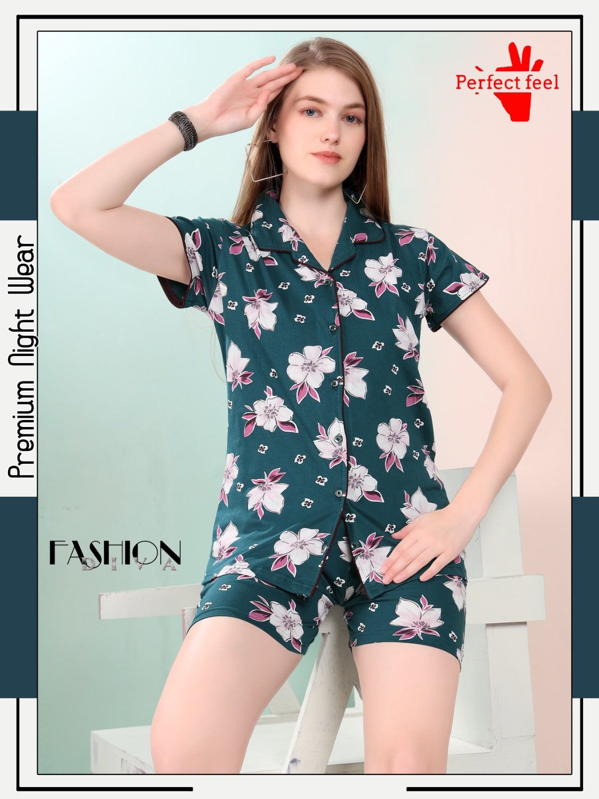 Front Open 0909 Perfect Feel Sinker Shorts Night Suits Wholesaler Ahmedabad