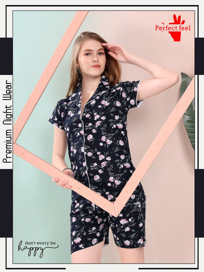 Front Open 0909 Perfect Feel Sinker Shorts Night Suits Wholesaler Ahmedabad