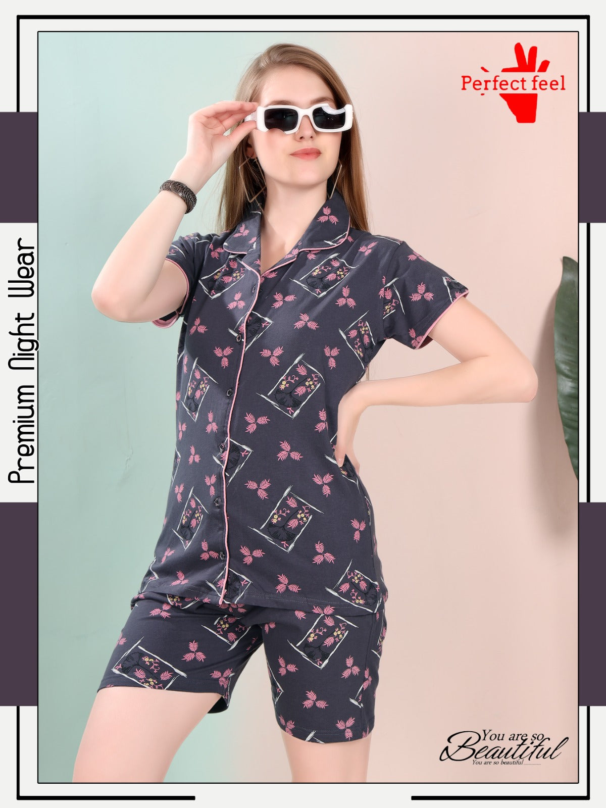 Front Open 0909 Perfect Feel Sinker Shorts Night Suits Wholesaler Ahmedabad