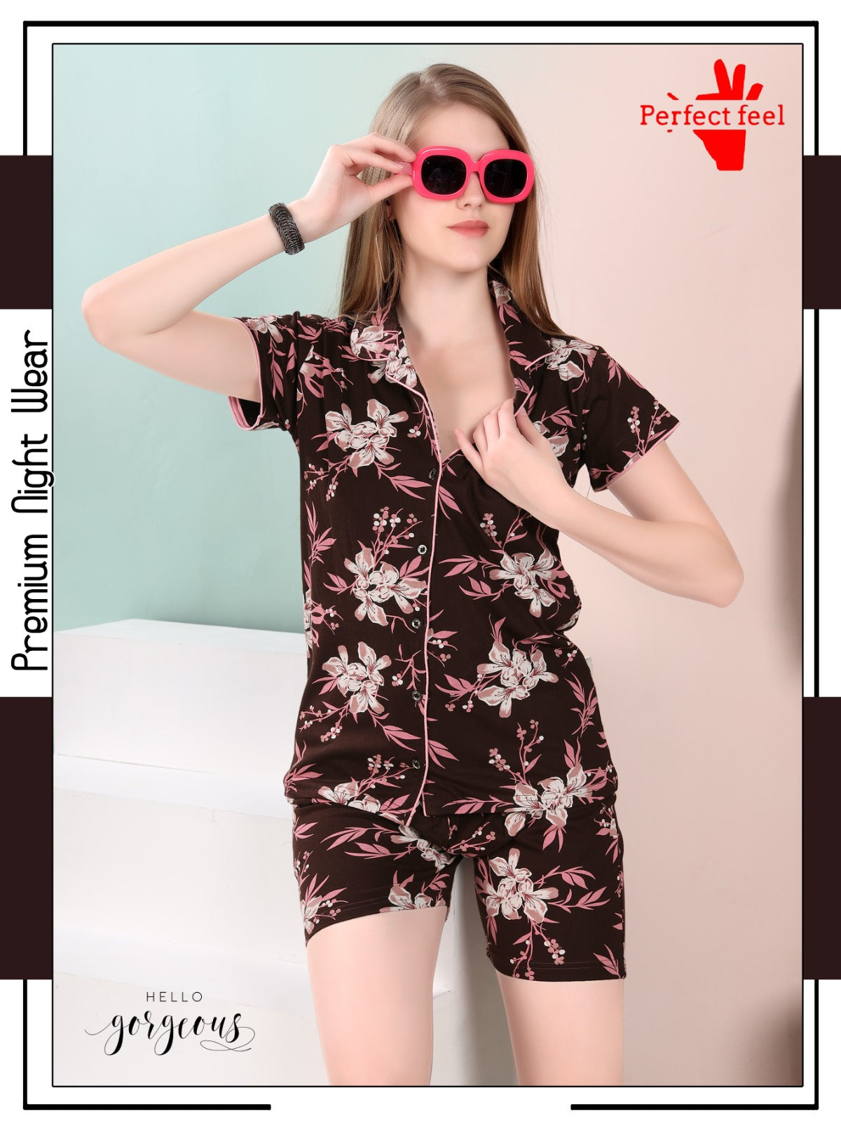 Front Open 0909 Perfect Feel Sinker Shorts Night Suits Wholesaler Ahmedabad