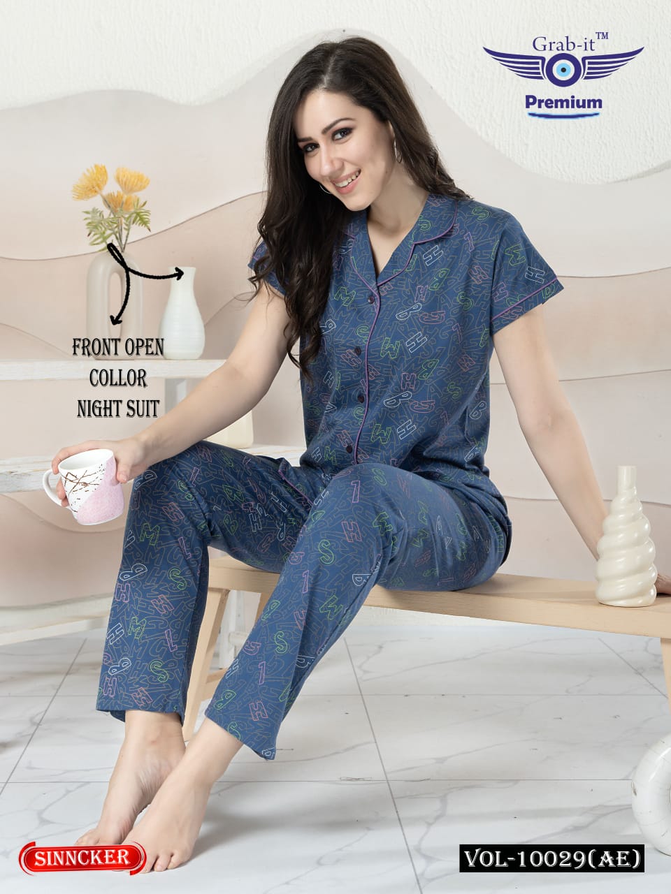 Front Open 10029 Ae Grab It Sinker Collar Night Suits Supplier