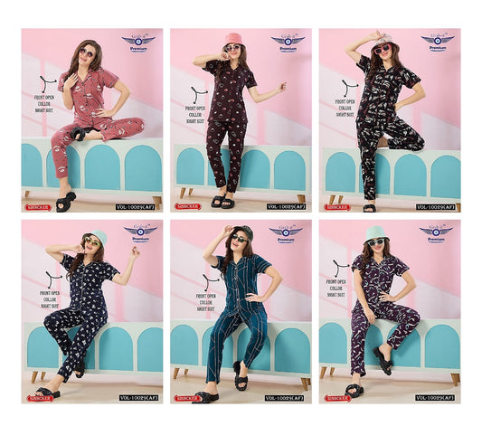 Front Open 10029 Af Grab It Sinker Collar Night Suits Wholesale