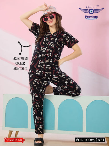 Front Open 10029 Af Grab It Sinker Collar Night Suits Wholesale