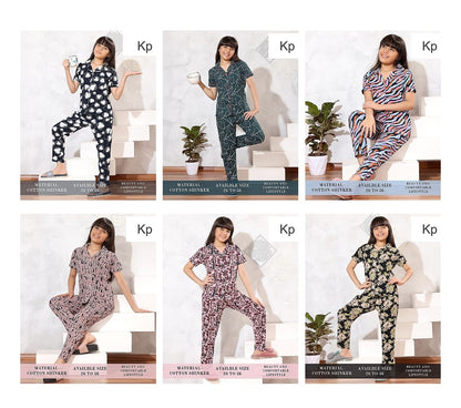 Front Open 1808 Kp Sinker Girls Night Suits Wholesale Price