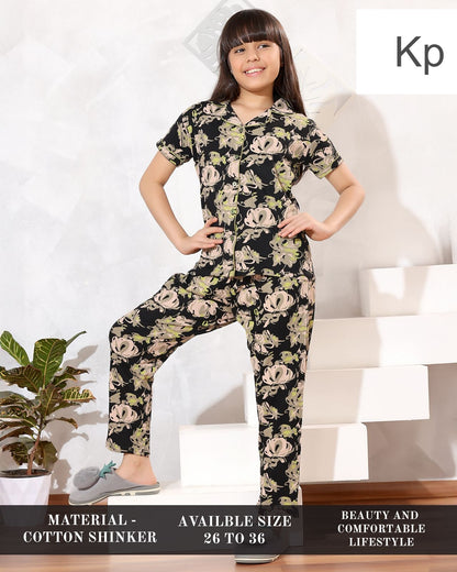 Front Open 1808 Kp Sinker Girls Night Suits Wholesale Price