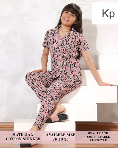 Front Open 1808 Kp Sinker Girls Night Suits Wholesale Price