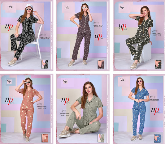 Front Open 240525 Vp Collar Night Suits Wholesaler India