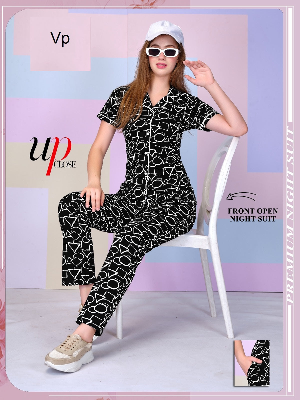 Front Open 240525 Vp Collar Night Suits Wholesaler India