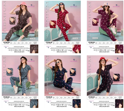 Front Open Design 608 Kavyansika Hosiery Cotton Collar Night Suits Manufacturer Gujarat