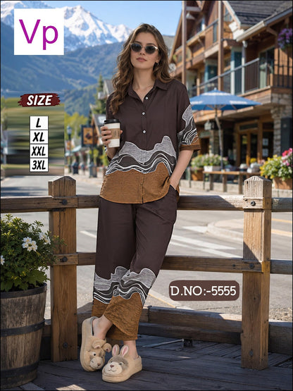 Front Open Dno 5555 Vp Rayon 22Kg Co Ord Set Wholesale