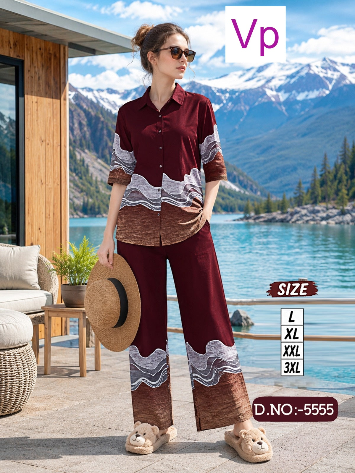 Front Open Dno 5555 Vp Rayon 22Kg Co Ord Set Wholesale